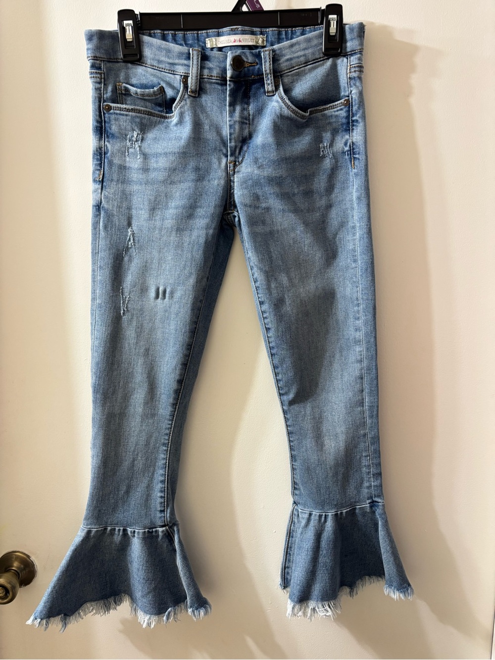 Chelsea & Violet Light Blue Ruffle Hem Jeans